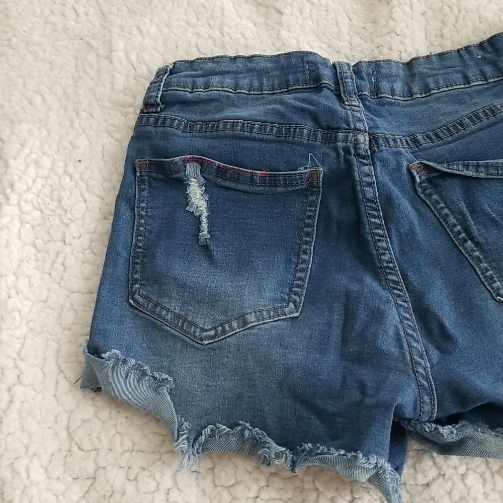 Angel Kiss Women's Mid Rise Distressed Denim Shorts